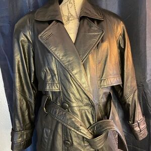 Pelle Studio Black Leather Trench Coat